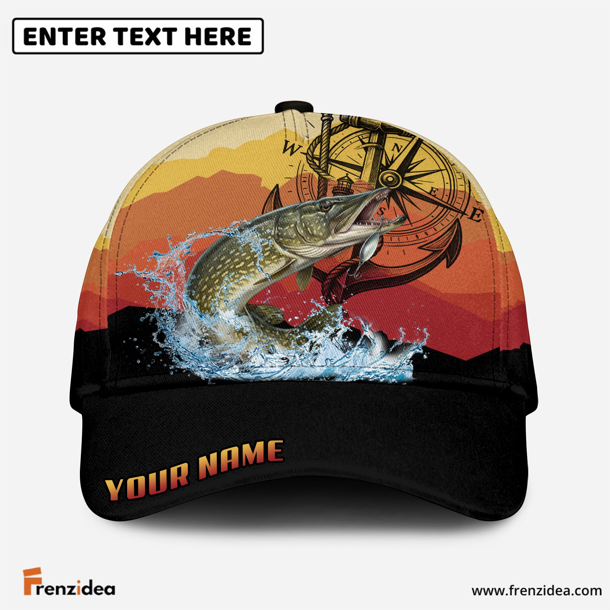(12 Breeds) Frenzidea Epic Sunset Horizon Fishing Strike Customized Name 3D Cap