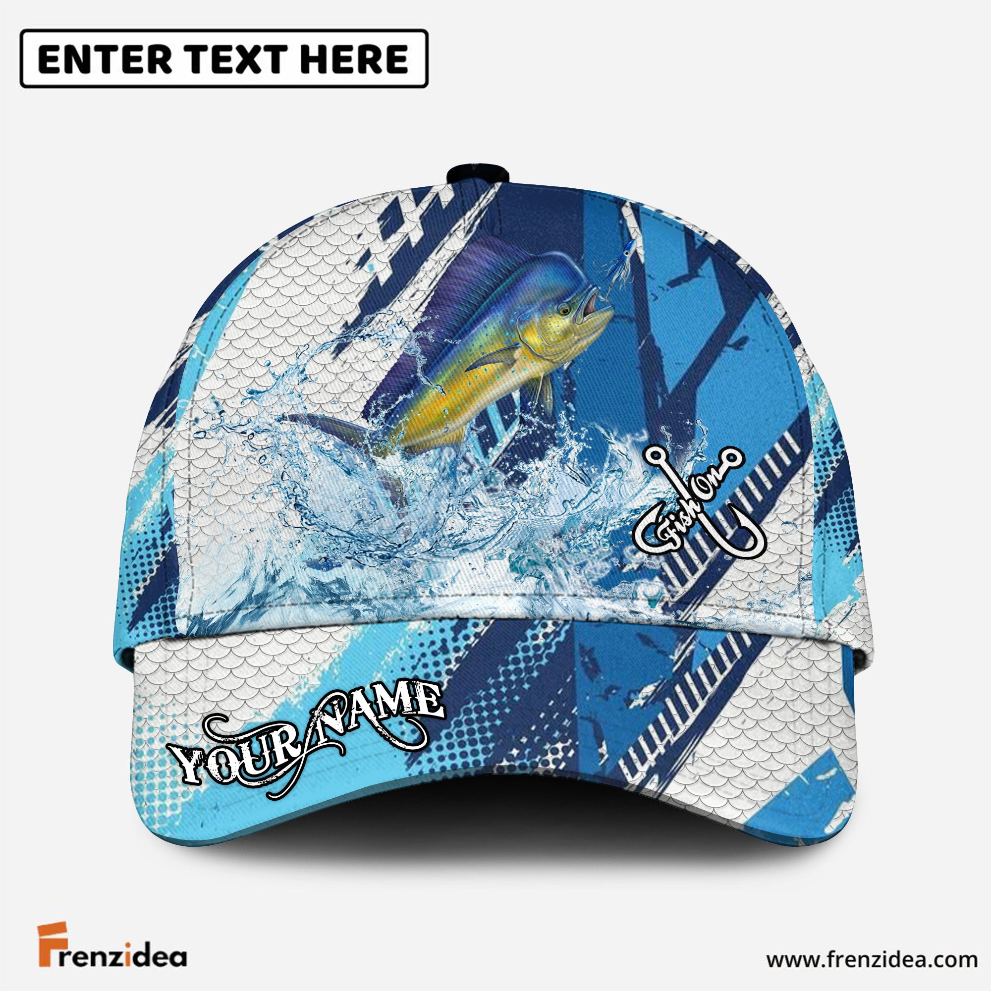 (12 Breeds) Frenzidea Sporty Geometric Fish Scales Fishing Customized Name 3D Cap