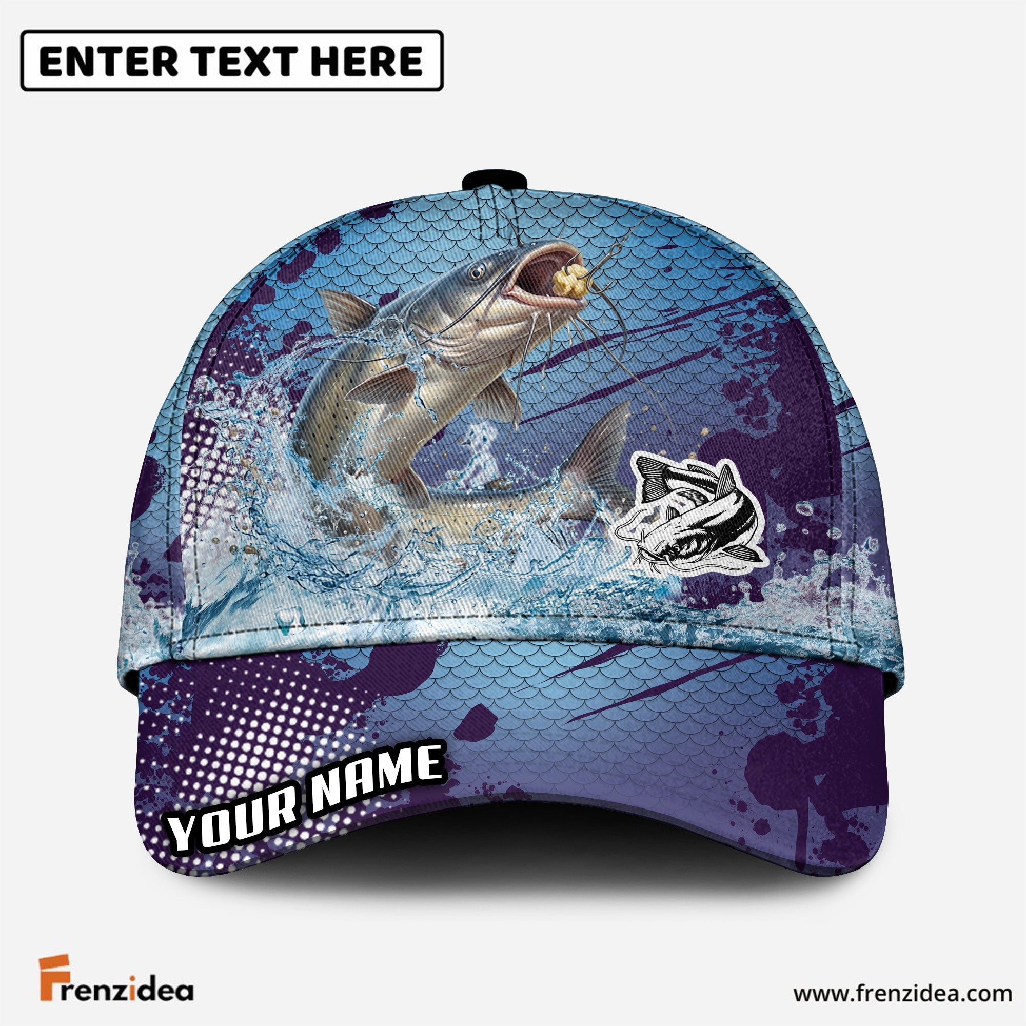 (12 Breeds) Frenzidea Fishing Blue Wave Customized Name 3D Cap
