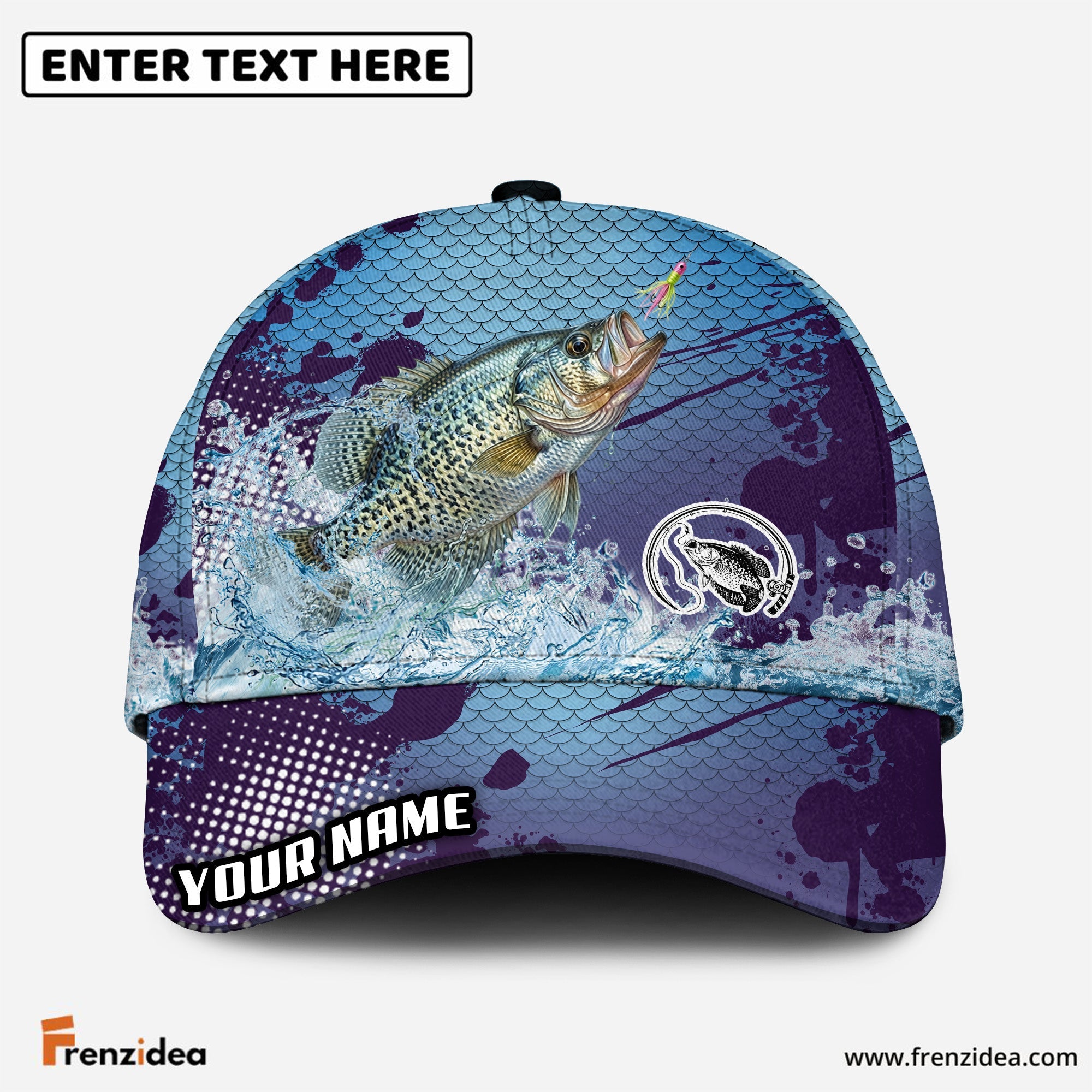 (12 Breeds) Frenzidea Fishing Blue Wave Customized Name 3D Cap