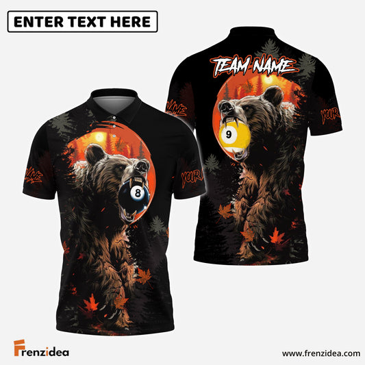 Frenzidea Billiards Ball 8 & Ball 9 Bear Forest Personalized Name, Team Name Unisex Shirt (4 Colors)
