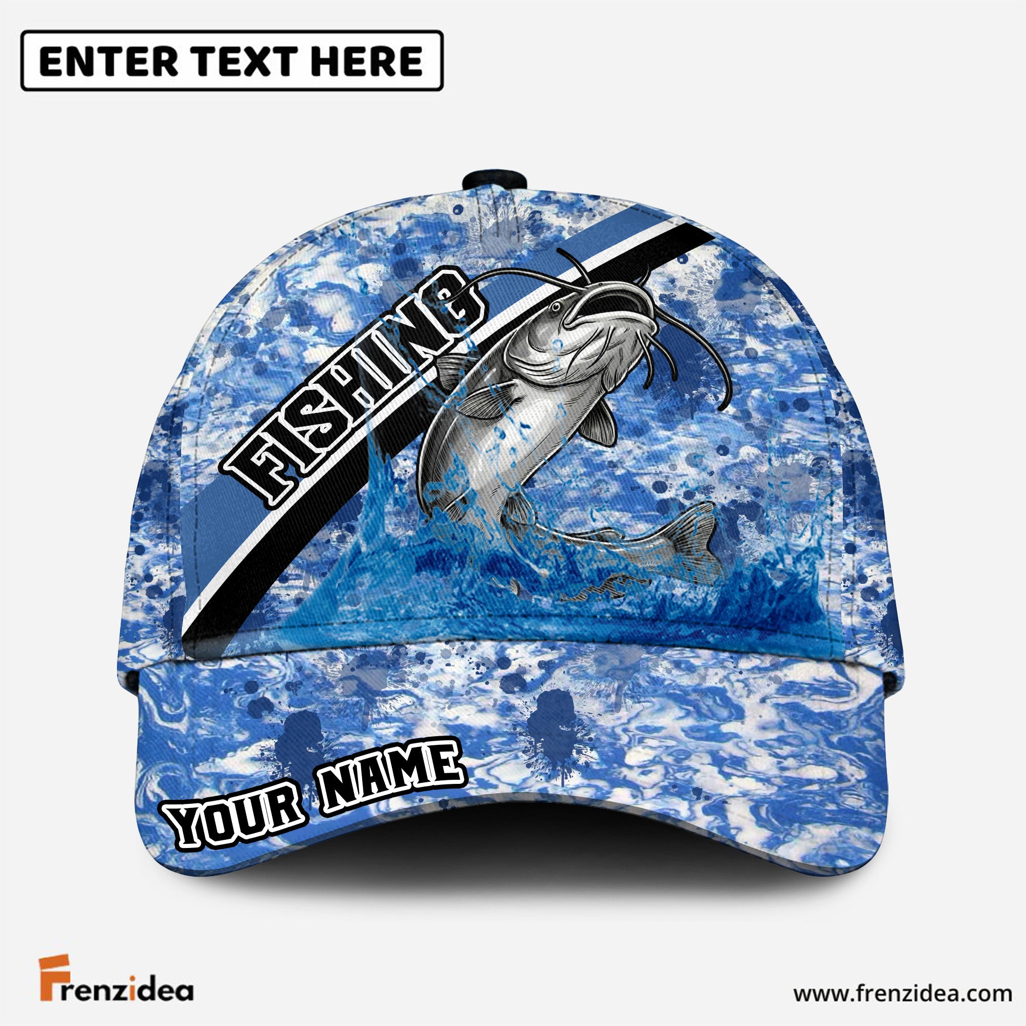 (10 Breeds) Frenzidea Marble Wave Fishing Adventure Customized Name 3D Cap