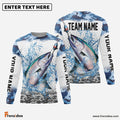 Frenzidea Salmon Fishing Blue Sea Custom Name & Team Name 3D Shirts