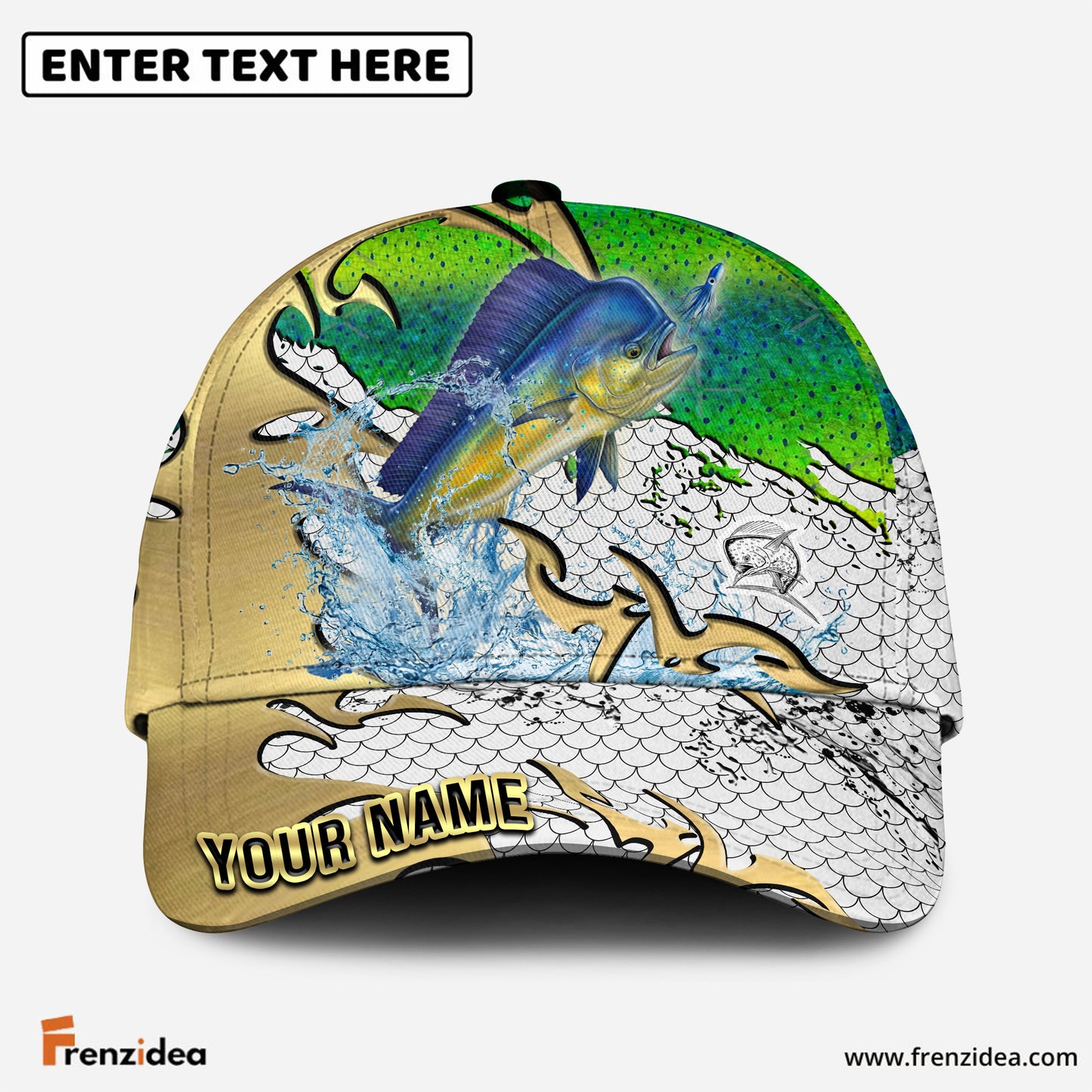 (12 Breeds) Frenzidea Gold Scale Fishing Customized Name 3D Cap