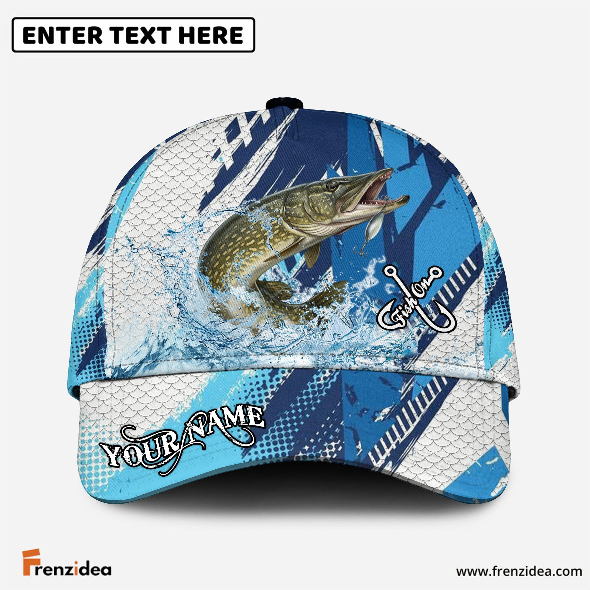 (12 Breeds) Frenzidea Sporty Geometric Fish Scales Fishing Customized Name 3D Cap