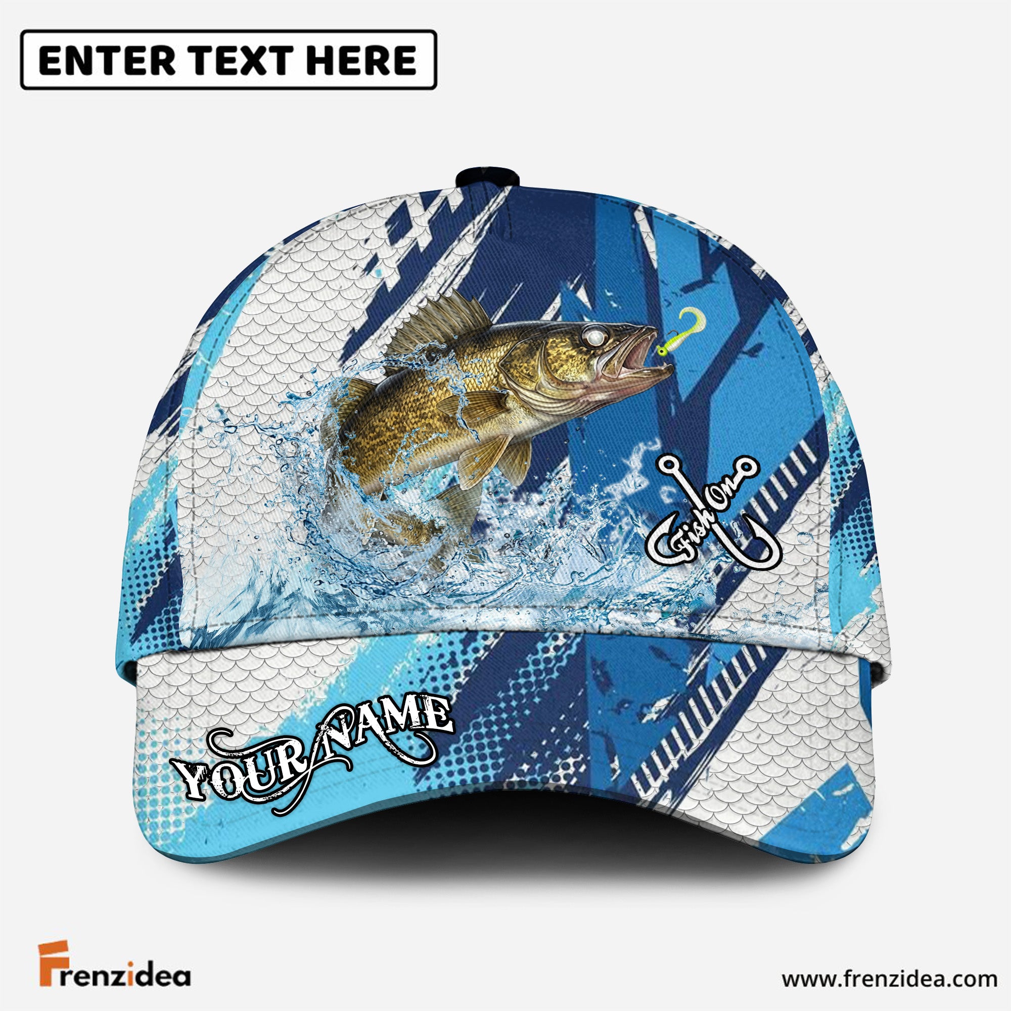 (12 Breeds) Frenzidea Sporty Geometric Fish Scales Fishing Customized Name 3D Cap