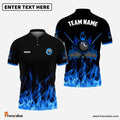 Frenzidea Personalized Billiards 8-Ball Blue Fire Pattern Shirt