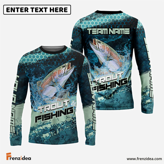 Frenzidea Trout Fishing Aqua Strike Custom Name & Team Name 3D Shirts
