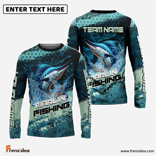 Frenzidea Marlin Fishing Aqua Strike Custom Name & Team Name 3D Shirts