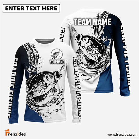 Frenzidea Crappie Fishing Ink Splash Custom Name & Team Name 3D Shirts