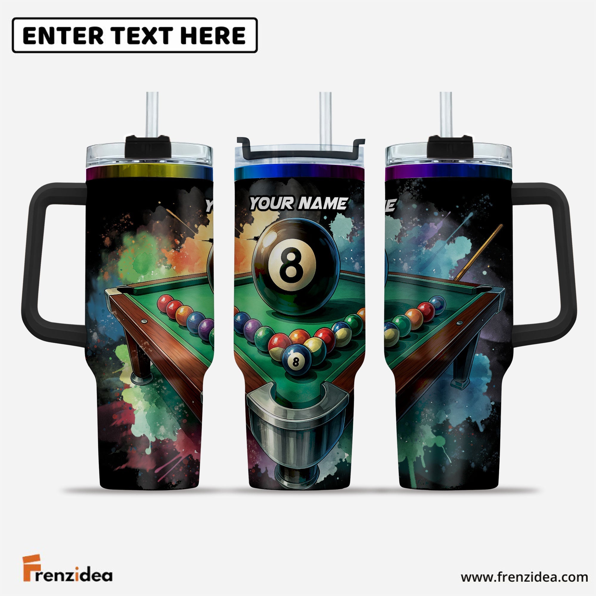 Frenzidea Billiards Pool 8 Tumblers (30oz)