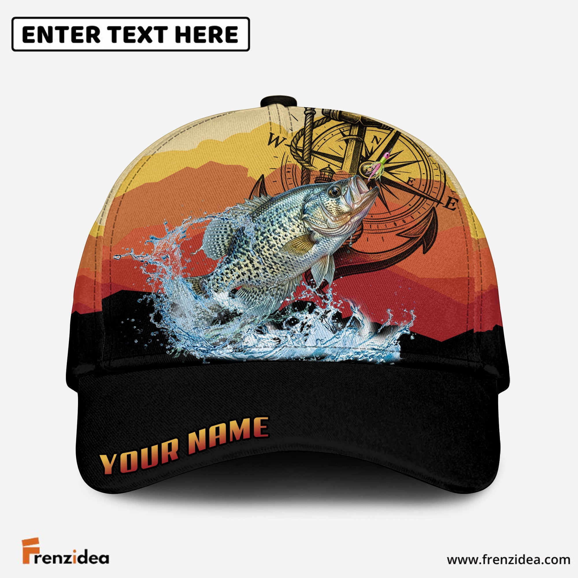 (12 Breeds) Frenzidea Fishing Mountain Lake Legend Customized Name 3D Cap