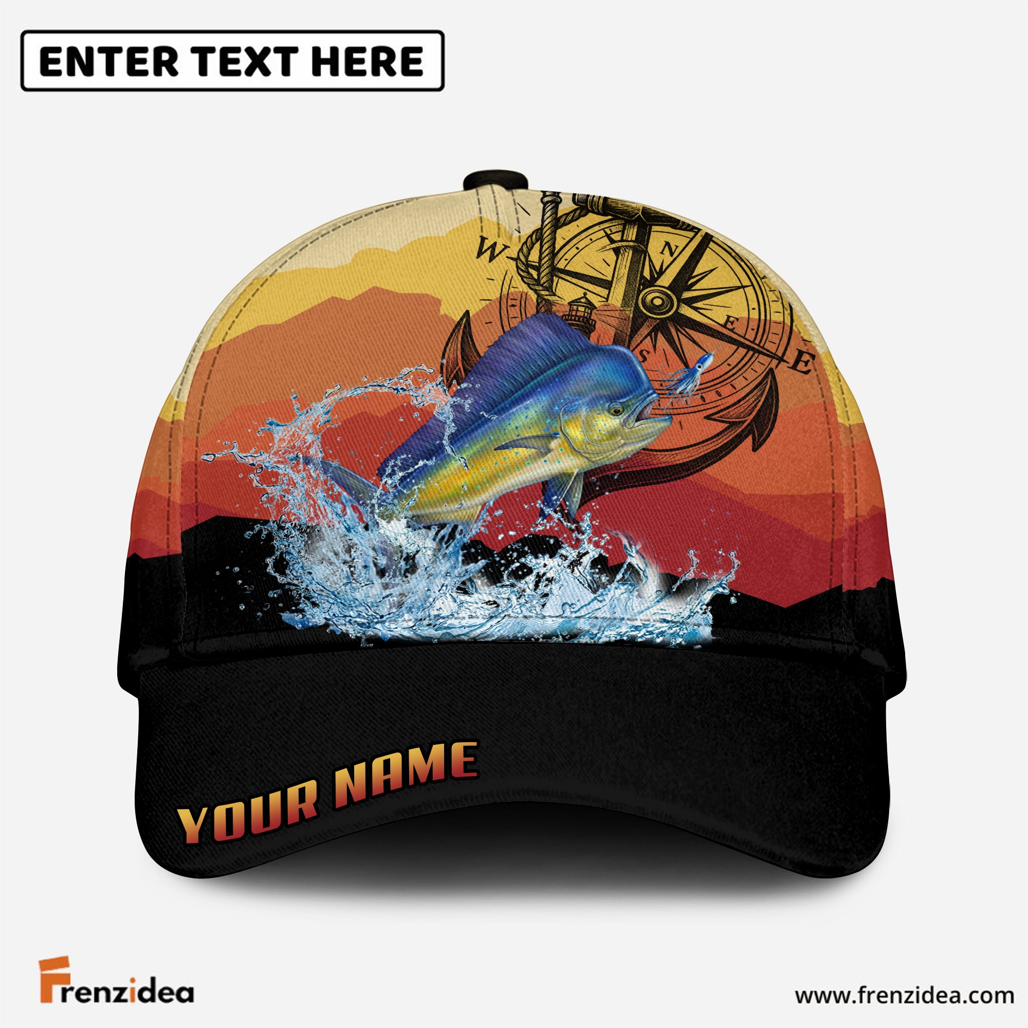 (12 Breeds) Frenzidea Epic Sunset Horizon Fishing Strike Customized Name 3D Cap