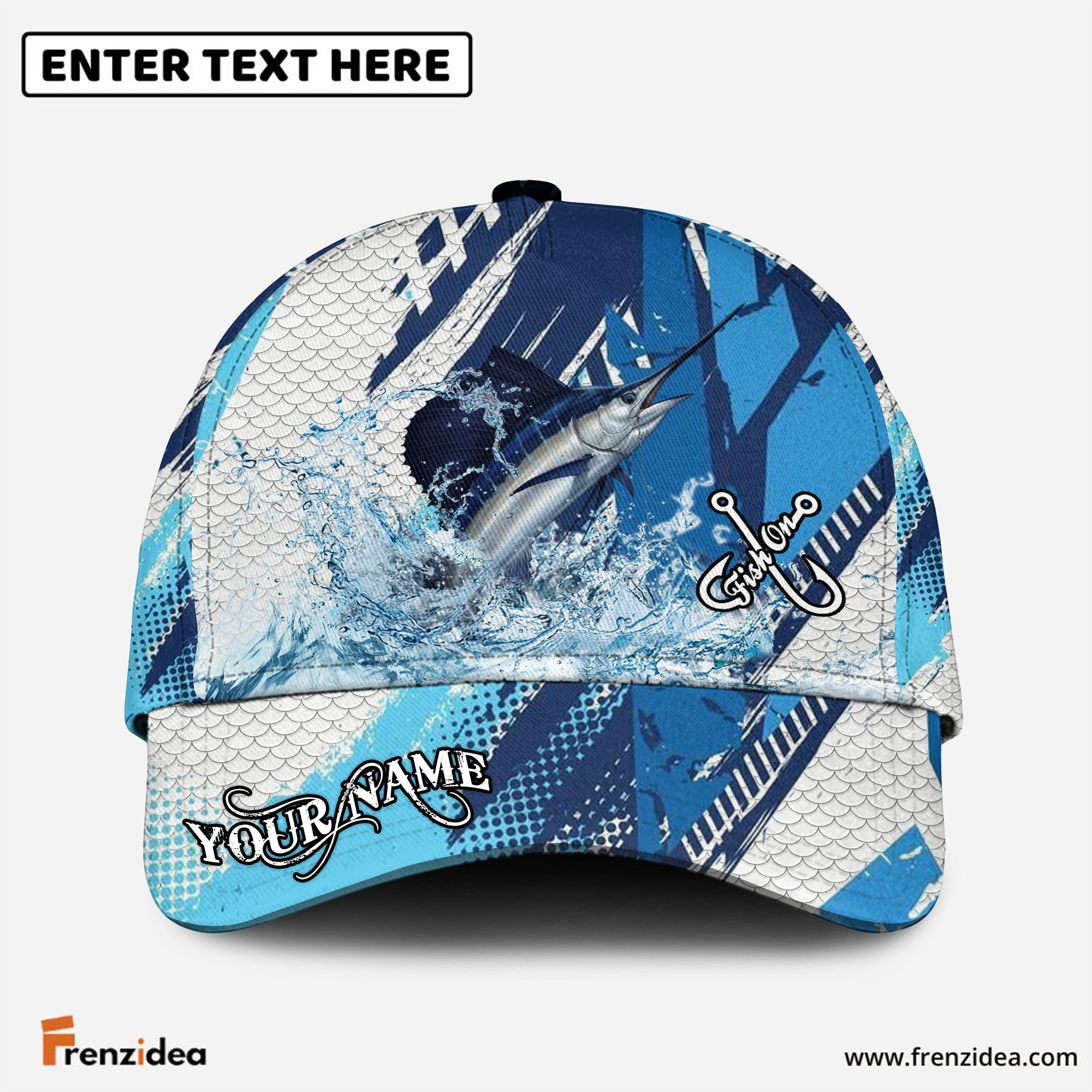 (12 Breeds) Frenzidea Technical Fish Scale Fishing Customized Name 3D Cap