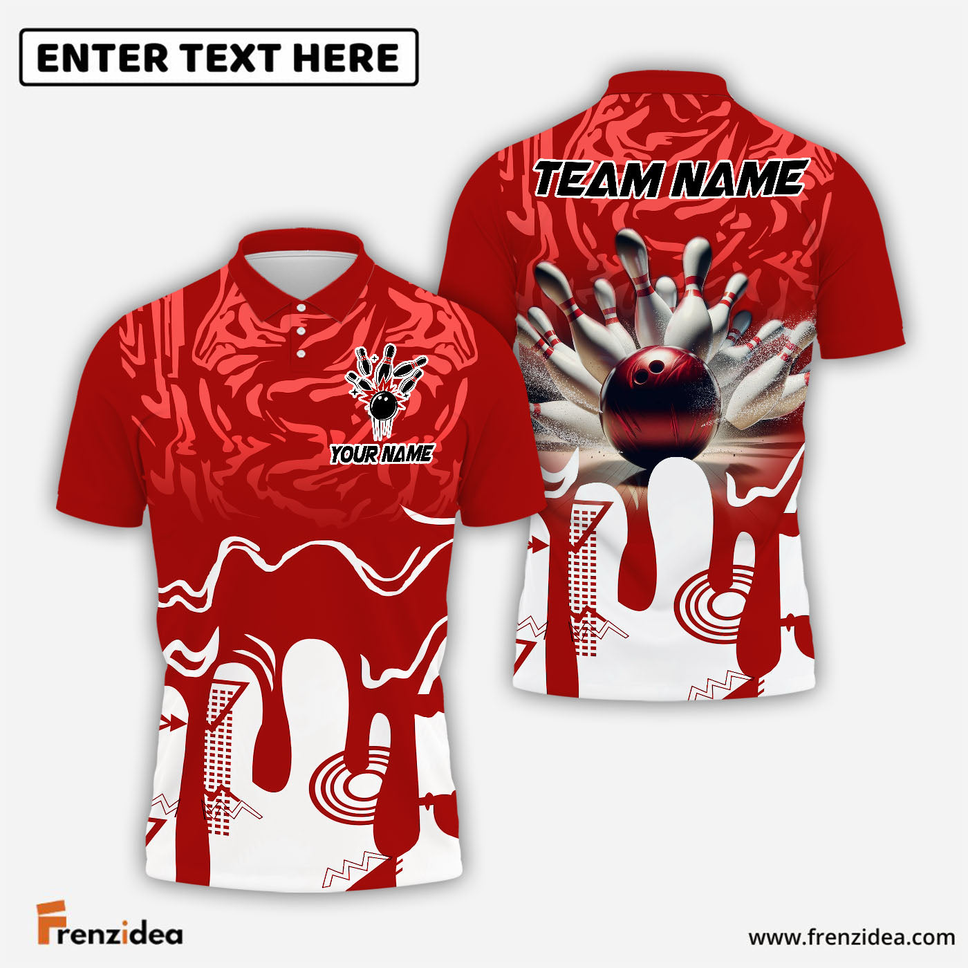 Frenzidea Bowling Shockwave Customized Name 3D Shirt (5 Colors)