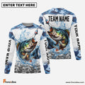 Frenzidea Bass Fishing Fishing Blue Sea Custom Name & Team Name 3D Shirts