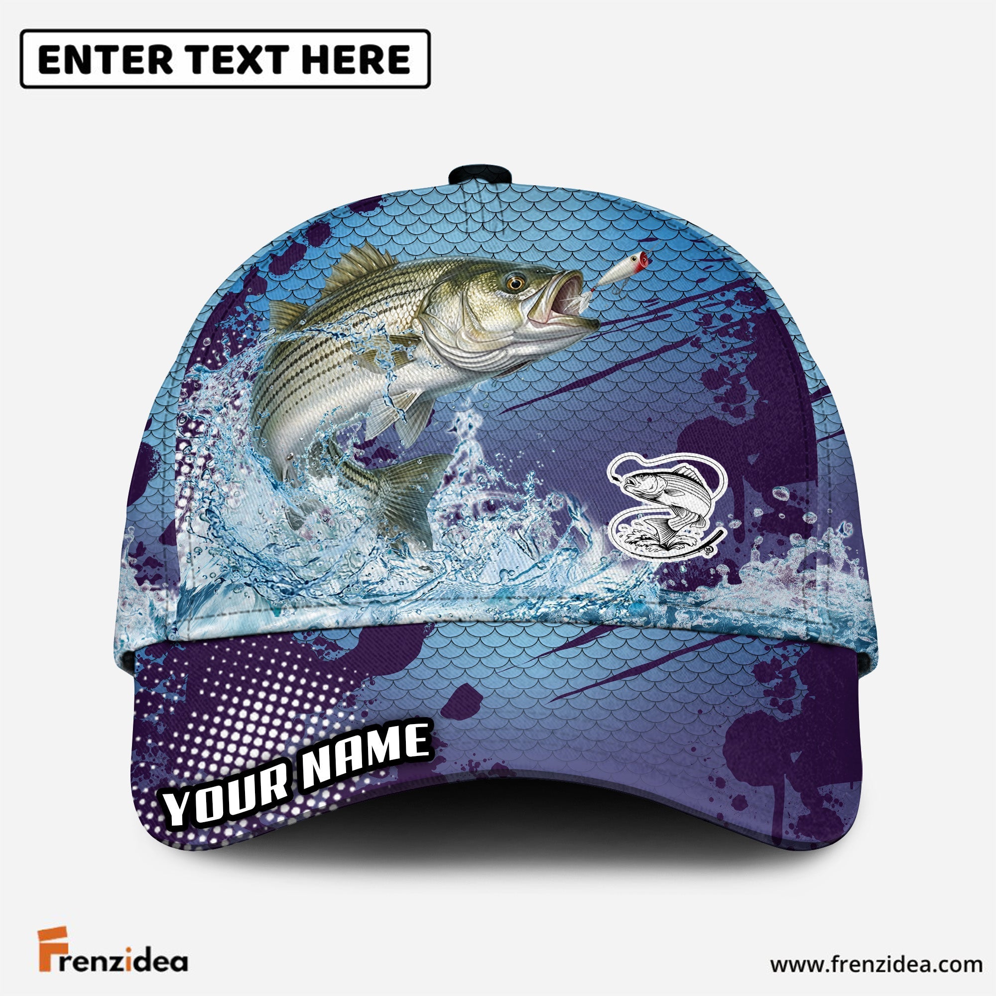 (12 Breeds) Frenzidea Fishing Blue Wave Customized Name 3D Cap