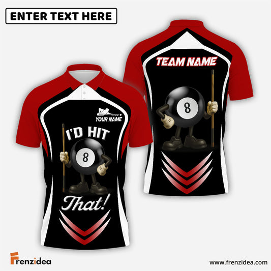 Frenzidea Billiards Ball 8 I'd Hit That Personalized Name, Team Name Shirt (4 Colors)