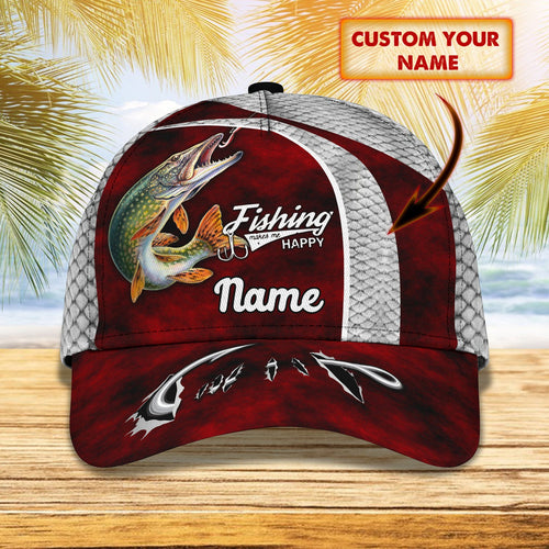 Frenzidea Personalized Northern Pike Fishing Red Classic Cap