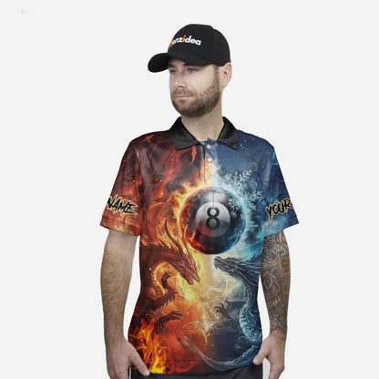 Frenzidea Billiards Pool 8 Dragon Fire Water Personalized Name 3D Shirt