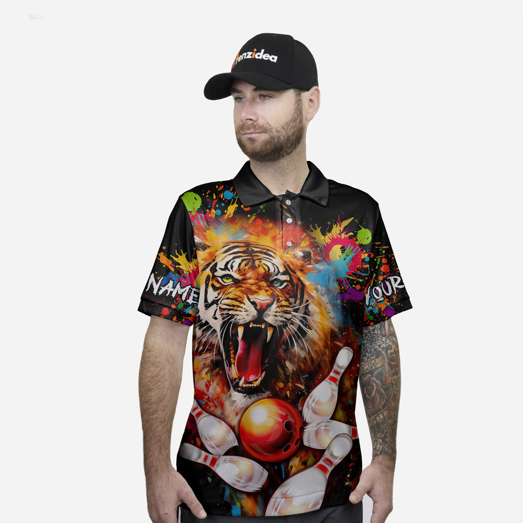 Frenzidea Bowling and Pins Tiger Customized Name, Team Name 3D Shirt