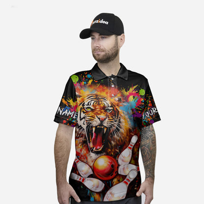 Frenzidea Bowling and Pins Tiger Customized Name, Team Name 3D Shirt