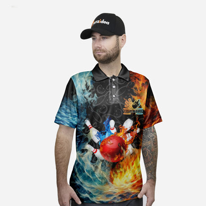 Frenzidea Bowling And Pins Flame and Ice Personalized Name, Team Name 3D Shirt (4 Colors)