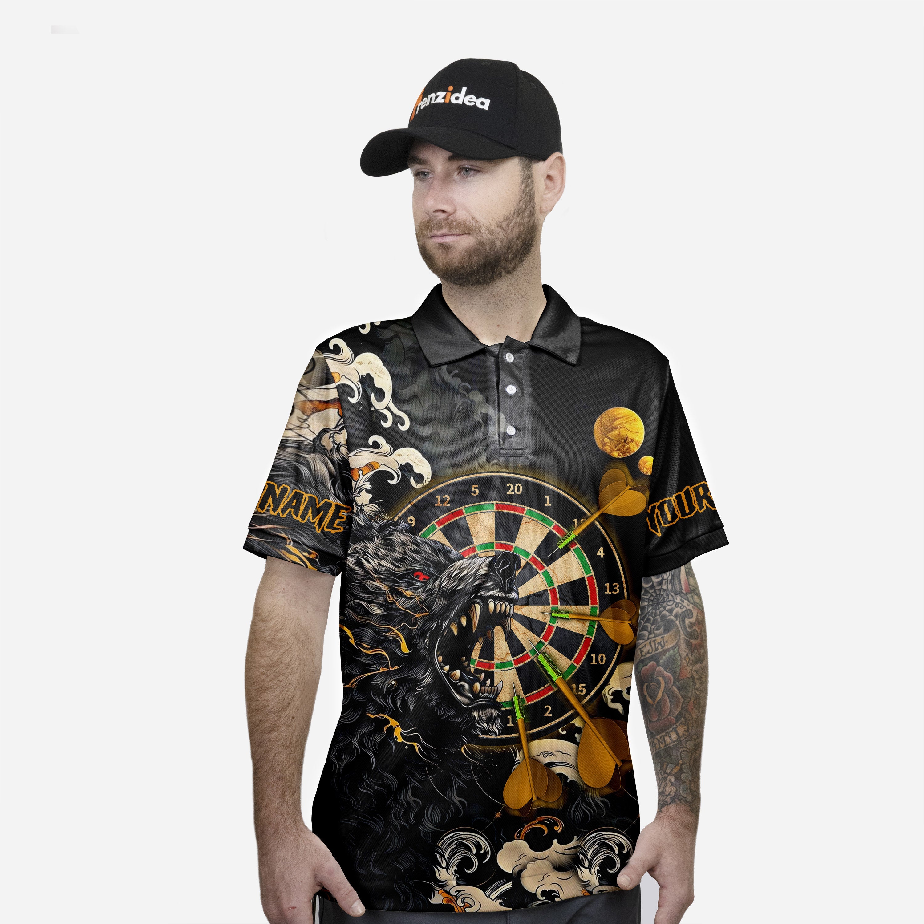 Frenzidea Darts Monster Moon Personalized Name, Team Name Shirt
