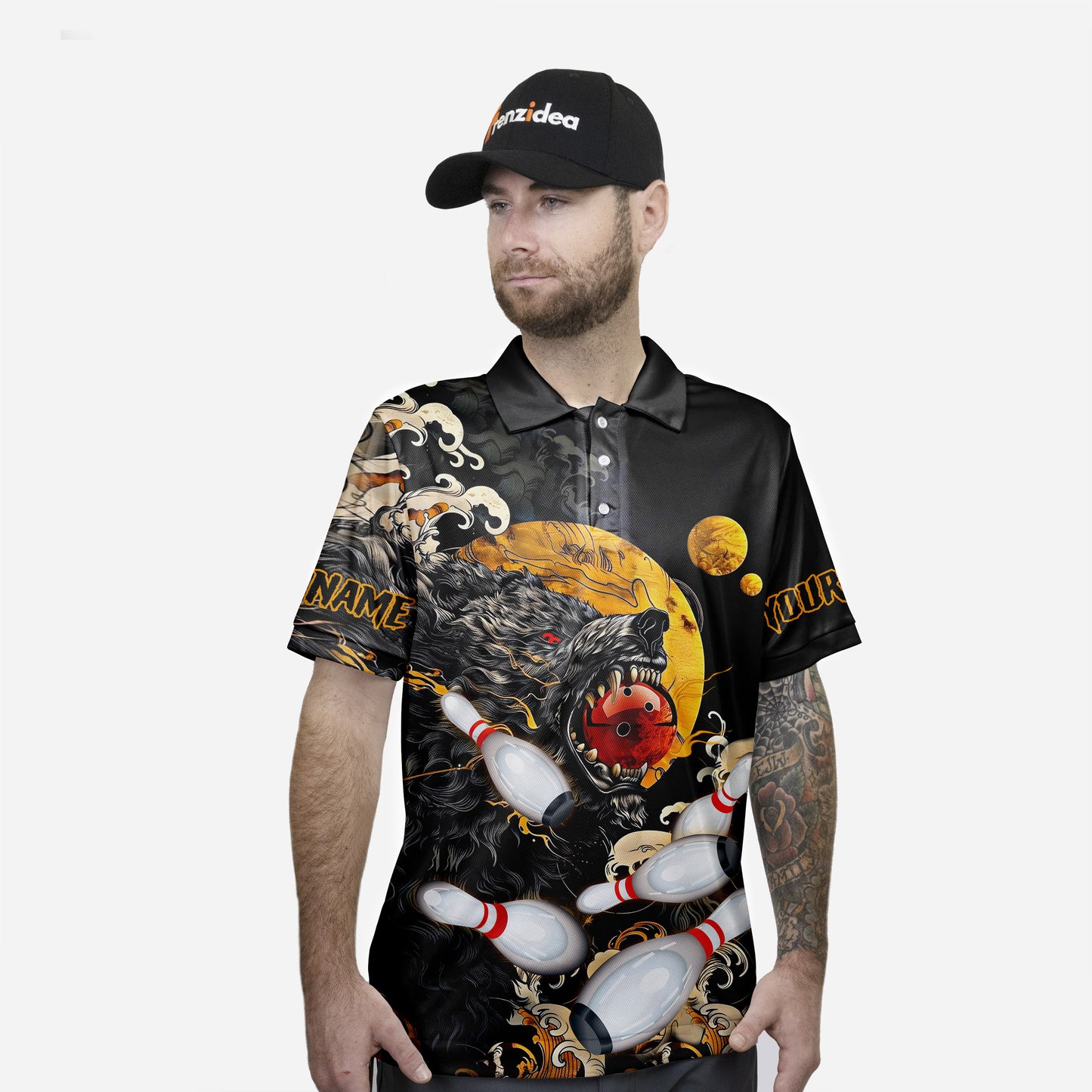 Frenzidea Bowling And Pins Monster Moon Personalized Name, Team Name 3D Shirt (4 Colors)