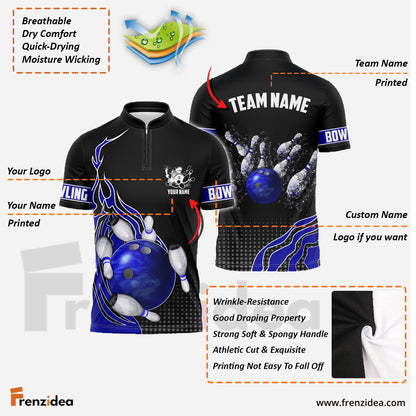 Frenzidea Bowling And Breaking Pins Multicolor Option Customized Name 3D Shirt