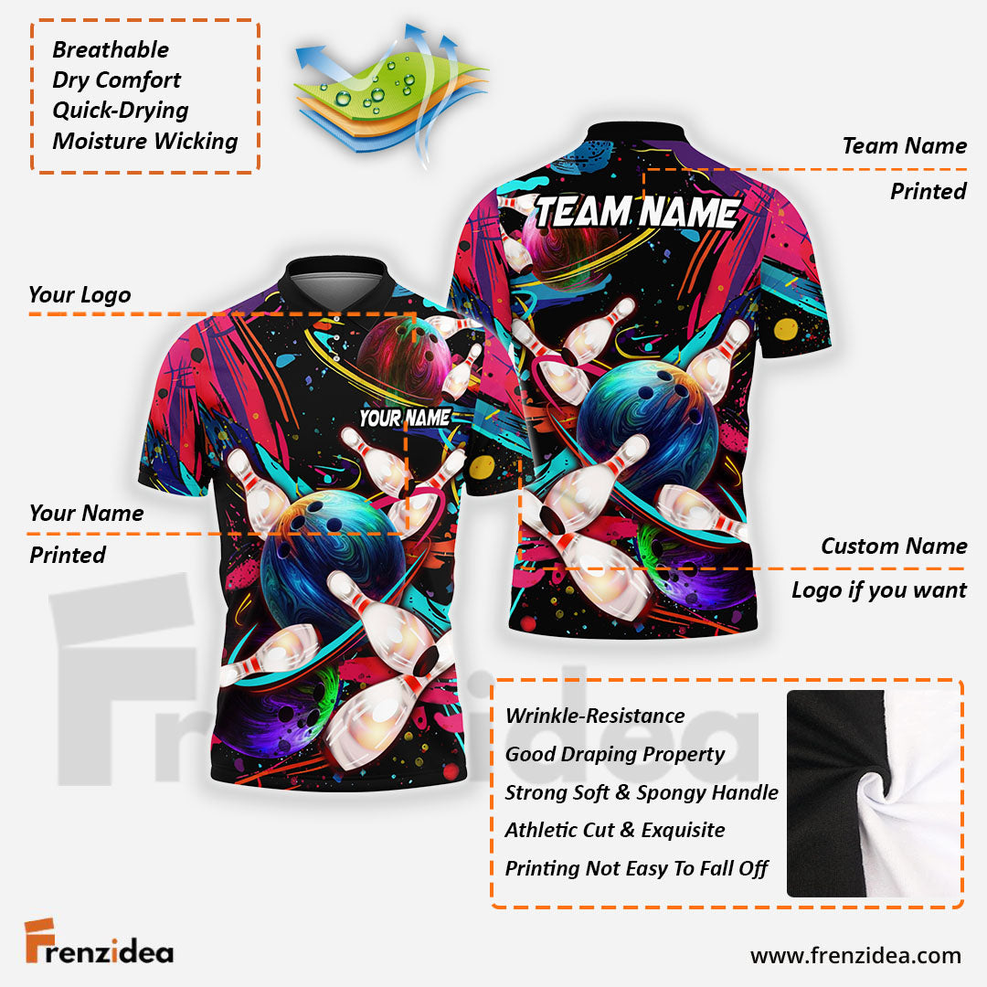 Frenzidea Bowling Galaxy Customized Name, Team Name 3D Shirt