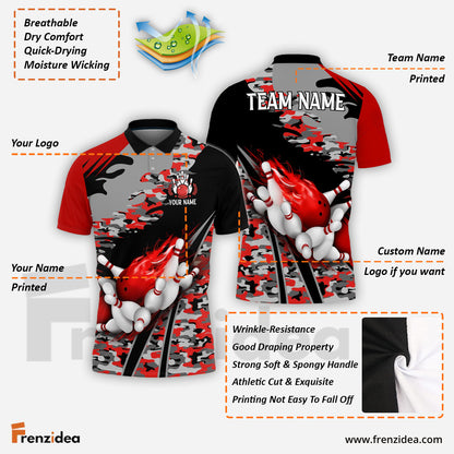 Frenzidea Bowling And Pins Runway Customized Name 3D Shirt (4 Colors)