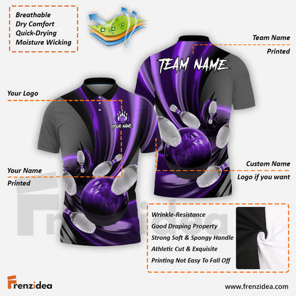 Frenzidea Bowling And Pins Glass Way Multicolor Customized Name 3D Shirt ( 4 Colors )