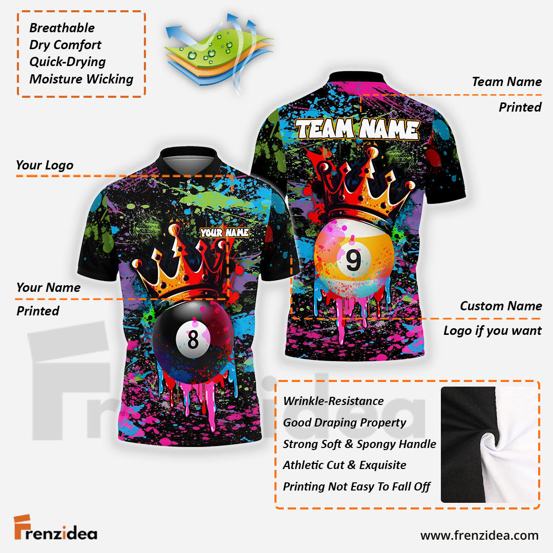 Frenzidea Billiards Ball 8&9 King Graffiti Customized Name, Team Name 3D Shirt