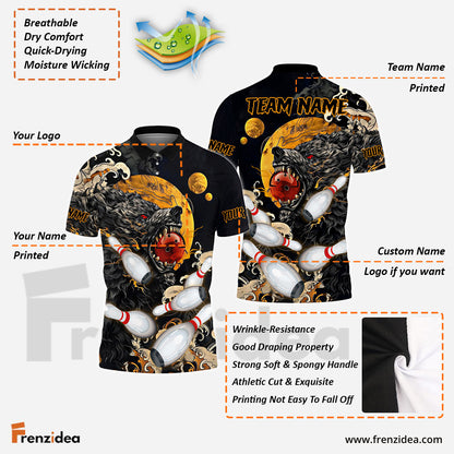 Frenzidea Bowling And Pins Monster Moon Personalized Name, Team Name 3D Shirt (4 Colors)