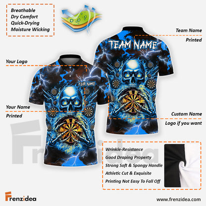 Frenzidea Darts Skull Thunder Personalized Name, Team Name 3D Shirt (4 Colors)