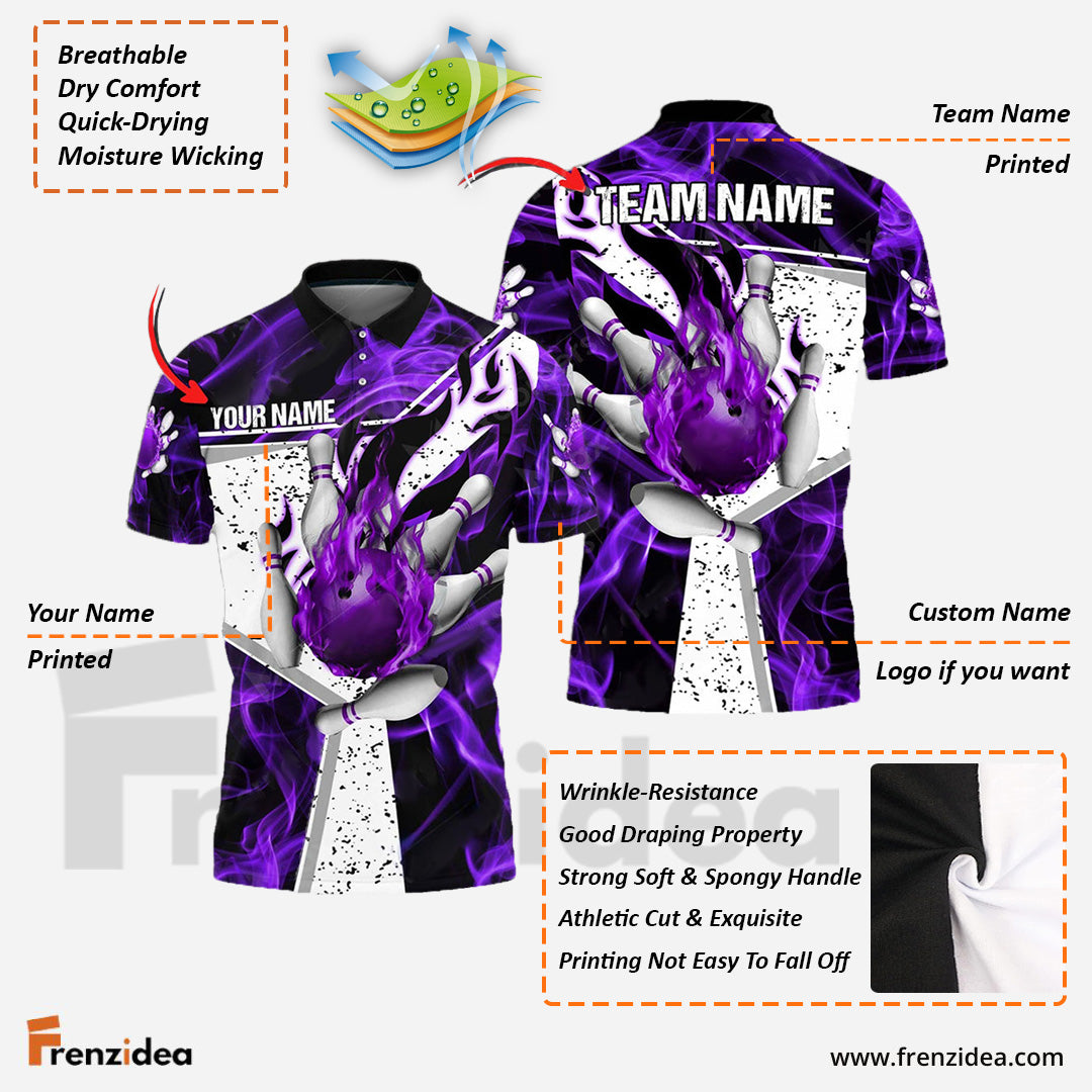Frenzidea Bowling And Pins Fire Destroys Darkness Customized Name 3D Shirt ( 5 Colors)