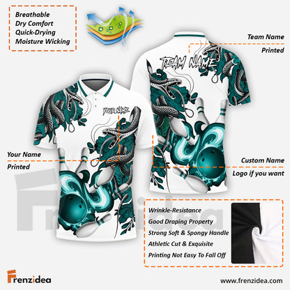 Frenzidea Bowling And Pins Snake Pattern Customized Name 3D Shirt (4 Colors)