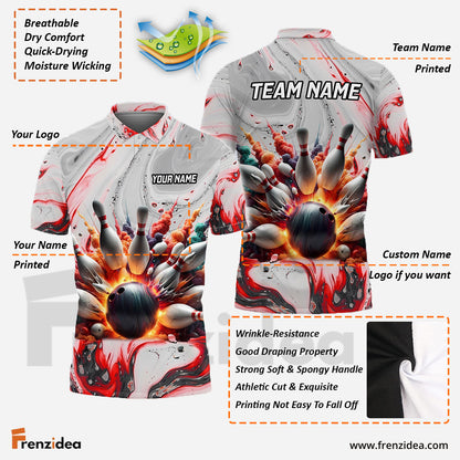 Frenzidea Broken Smoke Bowling And Pins Customized Name 3D Shirt