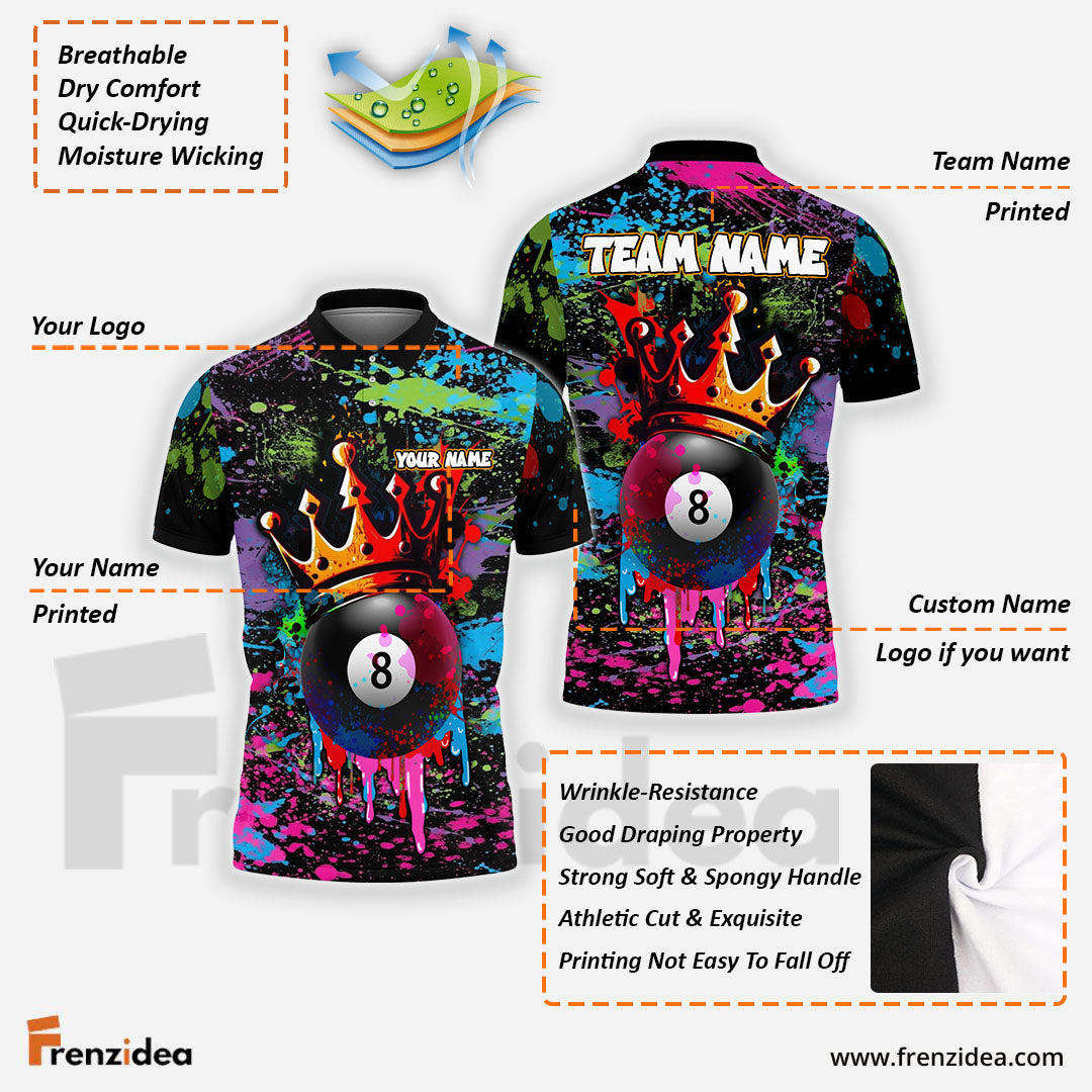 Frenzidea Billiards Ball 8 King Graffiti Customized Name, Team Name 3D Shirt