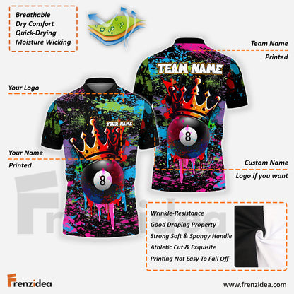 Frenzidea Billiards Ball 8 King Graffiti Customized Name, Team Name 3D Shirt