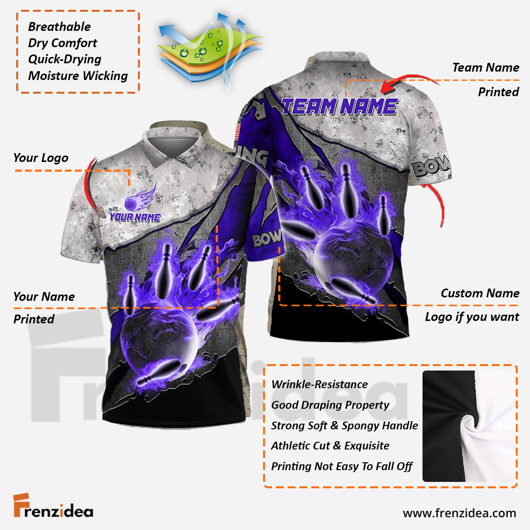 Frenzidea Bowling And Pins Reborn Fire Customized Name 3D Shirt (4 Colors)