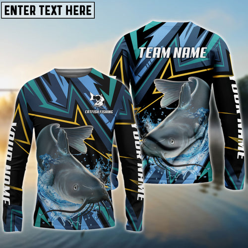 Frenzidea Catfish Fishing Lightning Pattern Sport Custom Name & Team Name 3D Shirts