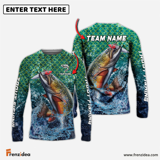Frenzidea Trout Fishing Yellow Fin Sport Custom Name & Team Name 3D Shirts
