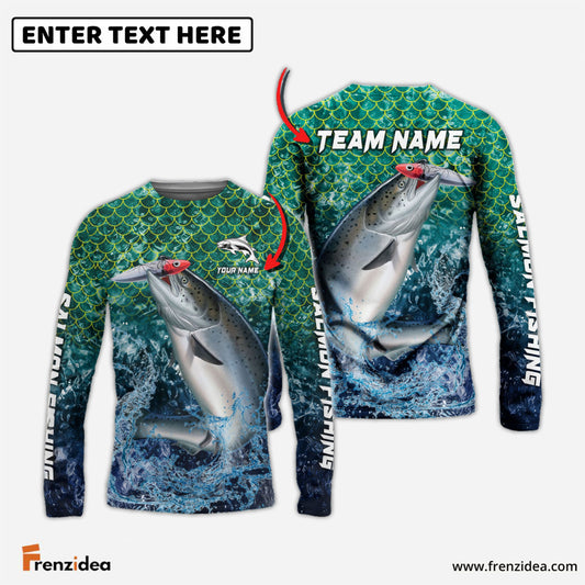 Frenzidea Salmon Fishing Yellow Fin Sport Custom Name & Team Name 3D Shirts