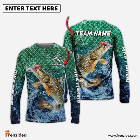 Frenzidea Pike Fishing Yellow Fin Sport Custom Name & Team Name 3D Shirts
