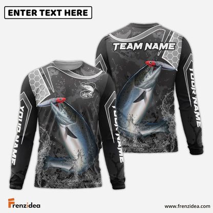 Frenzidea Salmon Fishing Gray Camo Sport Custom Name & Team Name 3D Shirts