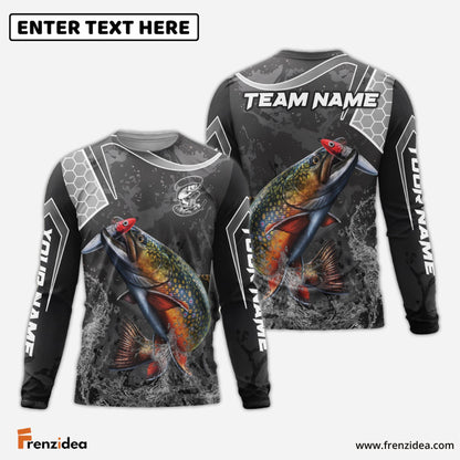Frenzidea Trout Fishing Gray Camo Sport Custom Name & Team Name 3D Shirts