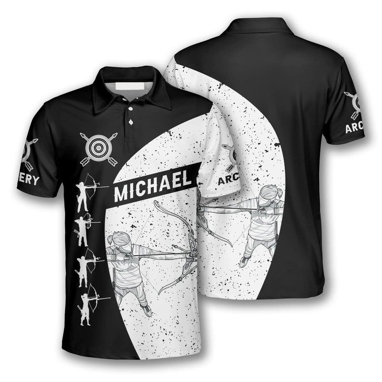 Frenzidea Archery Silhouettes Black White Version Personalized Name Shirt