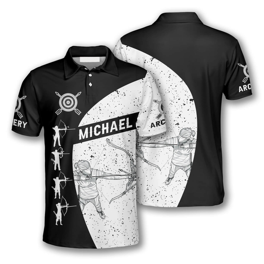 Frenzidea Archery Silhouettes Black White Version Personalized Name Shirt
